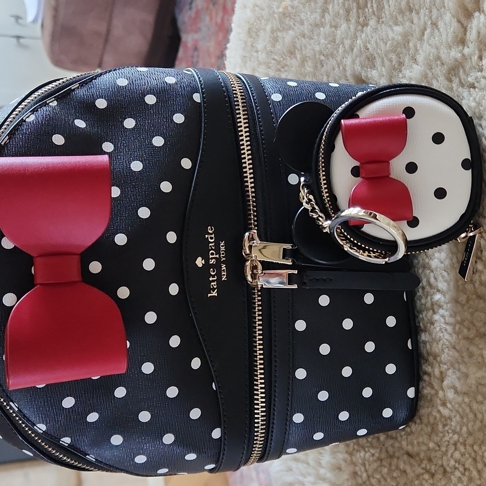 Disney X Kate Spade Polka Dot Minnie Mouse Backpack & Wallet Set 🖤🐭❤️♠️ - Picture 2 of 16
